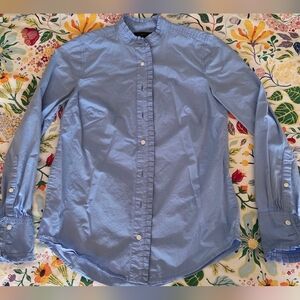 J. Crew Sky Blue Ruffled Collar Shirt